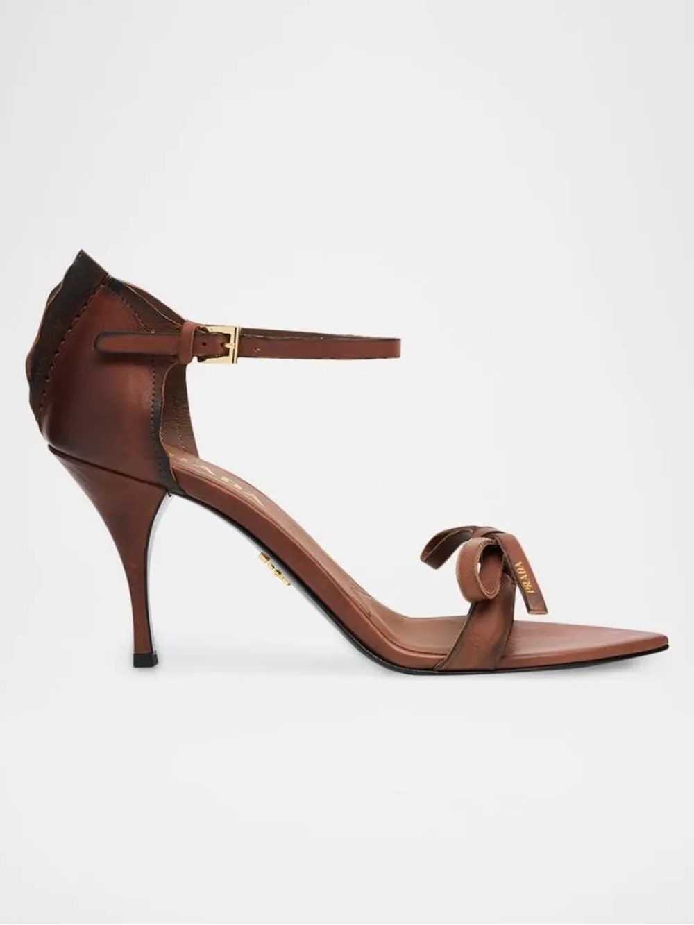 Prada 85mm Distressed Leather Bow Sandals $1,320 38 - Picture 2 of 15